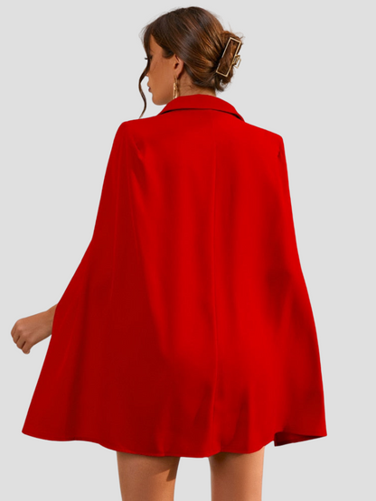 Elettra | Dames Cape Blazer Jurk – Elegante Tailleaccentuatie met Luxe Gouden Knopen