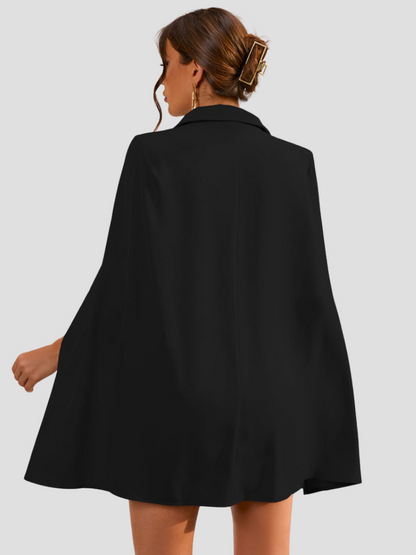 Elettra | Dames Cape Blazer Jurk – Elegante Tailleaccentuatie met Luxe Gouden Knopen