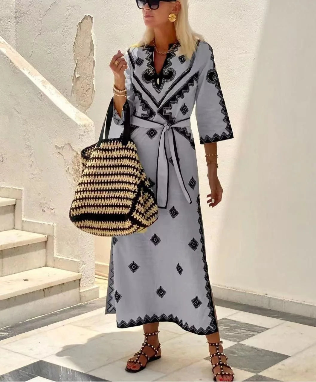 Steffie | Dames Linnen Jurk met Vintage Design – Ademend & Elegant voor Warme Zomerdagen