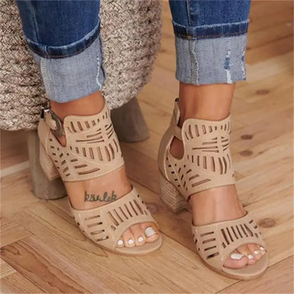 Cassia | Dames Sandalen met Hak en Ażuwer Patroon – Elegante Zomerstijl