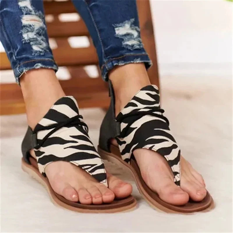 Carice | Dames Sandalen met Slangenprint en Vetersluiting – Stijlvolle Zomerschoenen met Comfort en Grip