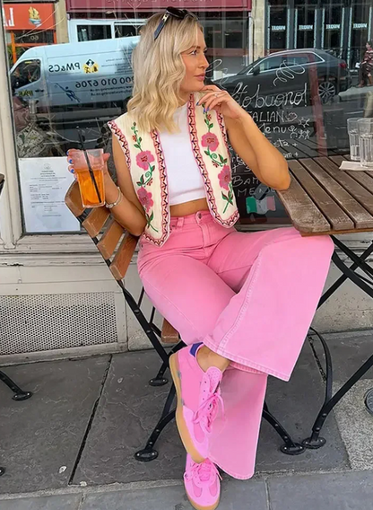 Nerea | Dames Gilet met Bloemenmotief – Luchtig, Romantisch en Veelzijdig voor de Zomer