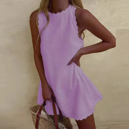 Yfina | Mini Jurk Dames – Zomerse A-lijn met Elegante Golfrand voor Comfort en Stijl
