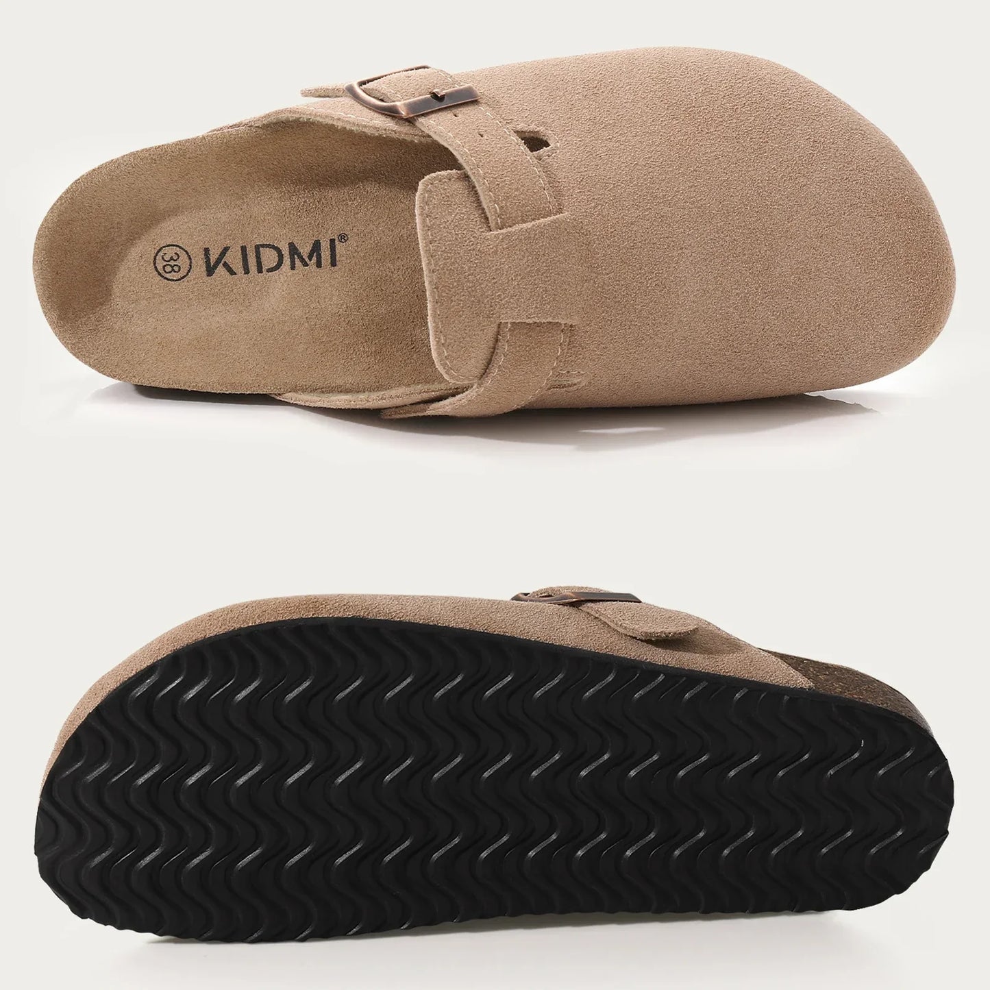 Dames suède sandalen met kurken zool