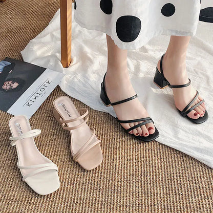 Calina | Dames Sandalen met Doorzichtige Bandjes en Comfortabele Hak voor Elegante Zomerstijl