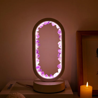 Amethist Lamp – Natuurlijke Paarse Kristallen voor Rustgevende Verlichting in Slaapkamer of Meditatiehoek