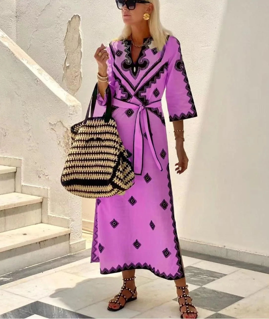 Steffie | Dames Linnen Jurk met Vintage Design – Ademend & Elegant voor Warme Zomerdagen