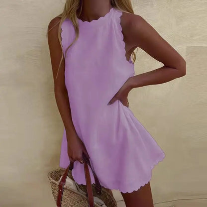 Yfina | Mini Jurk Dames – Zomerse A-lijn met Elegante Golfrand voor Comfort en Stijl