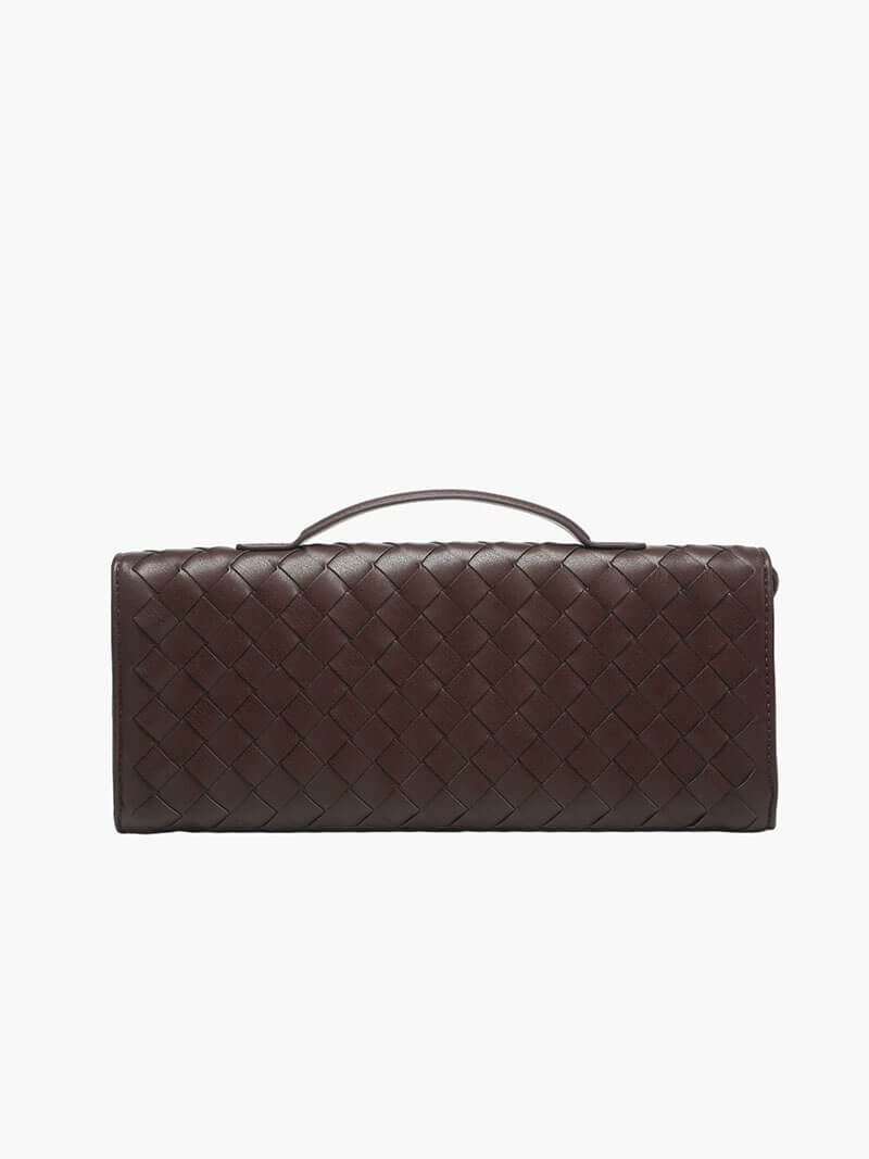 NORA Geweven Tas | Classy Dames Tas met Goudkleurige Knoopsluiting