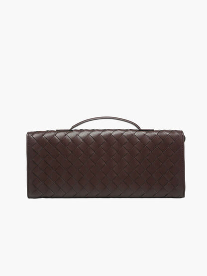 NORA Geweven Tas | Classy Dames Tas met Goudkleurige Knoopsluiting
