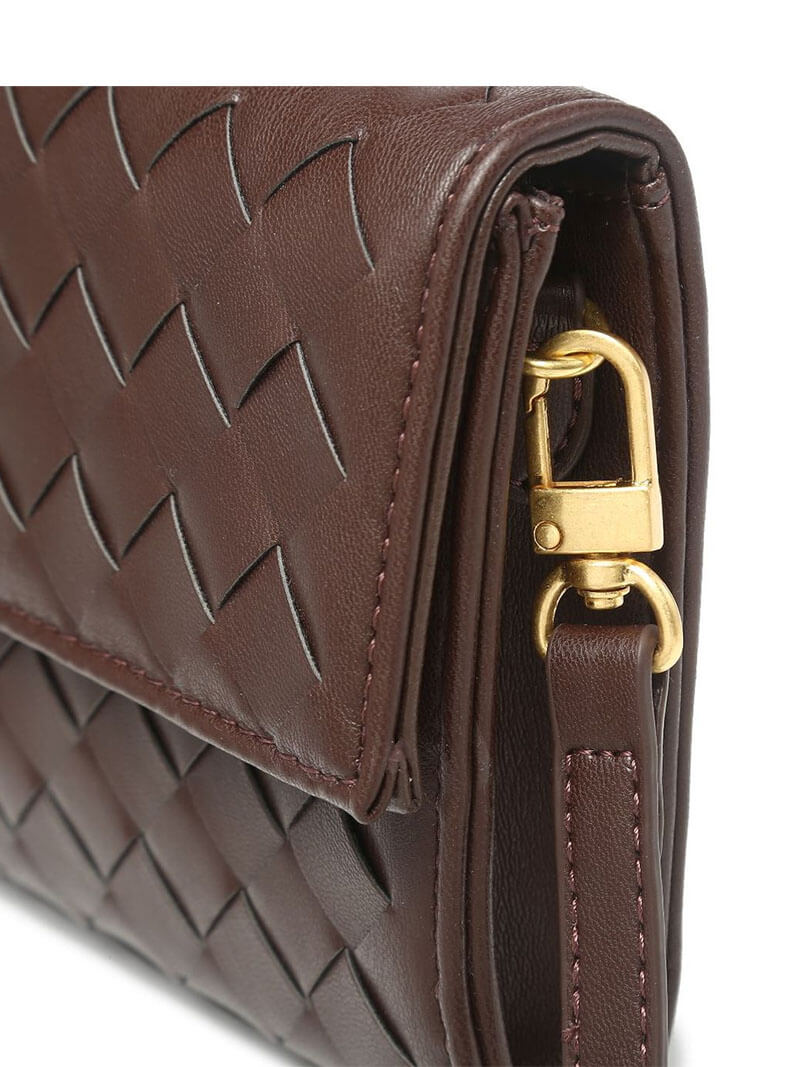 NORA Geweven Tas | Classy Dames Tas met Goudkleurige Knoopsluiting