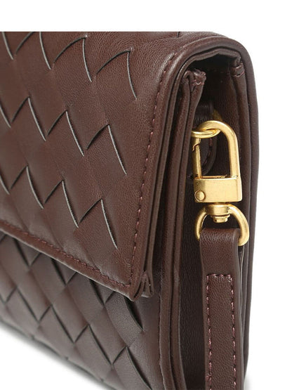 NORA Geweven Tas | Classy Dames Tas met Goudkleurige Knoopsluiting