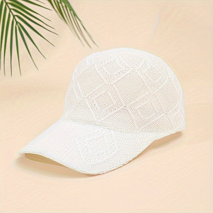 Gehaakte baseball cap voor dames met luchtig open patroon