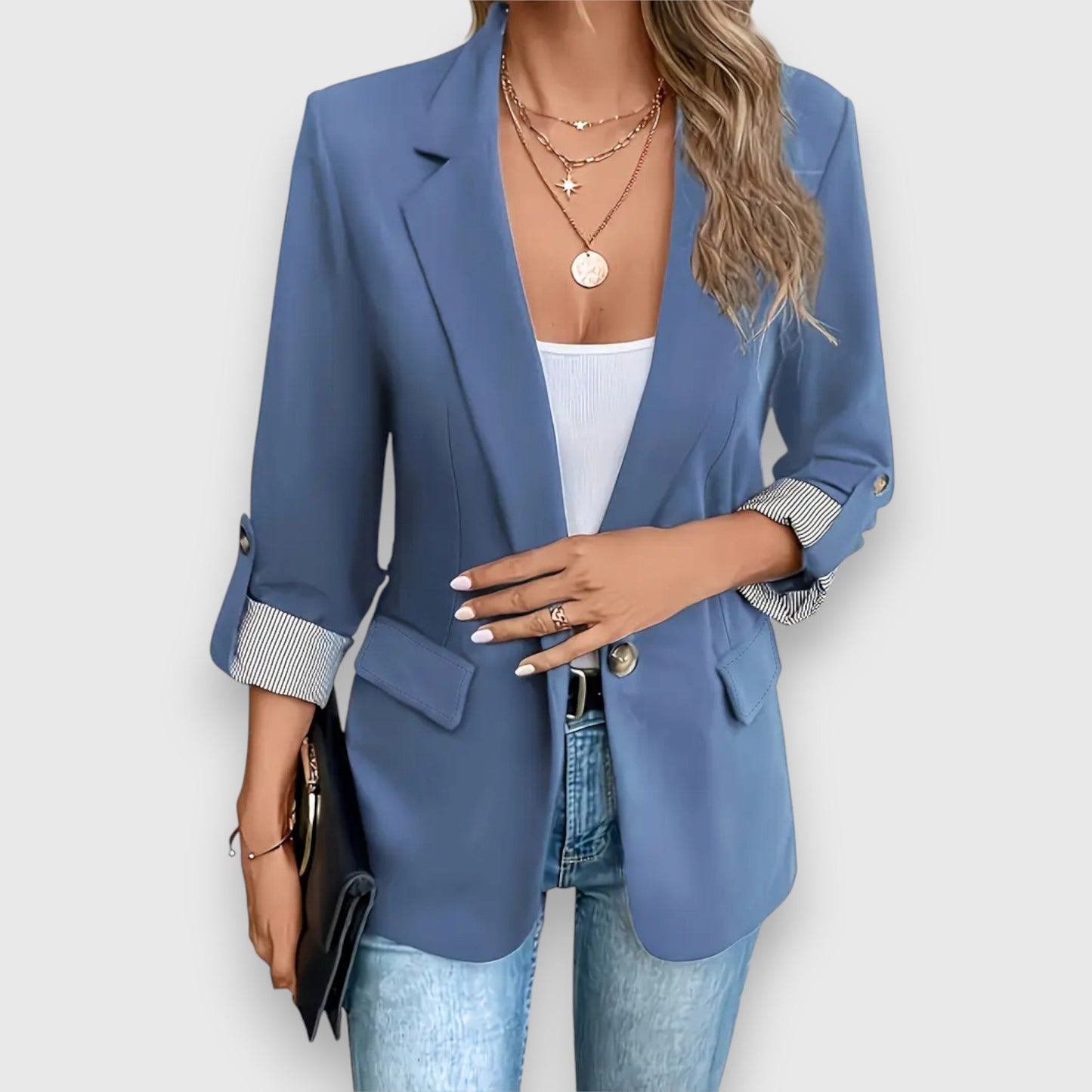 Tine | Dames Blazer – Getailleerde Pasvorm, Enkelrijig, Klassieke Revers, Veelzijdig Design