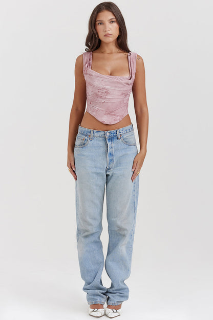 Mirjam | Dames Corset Top – Getailleerde Pasvorm, Vierkante Halslijn, Cropped Model