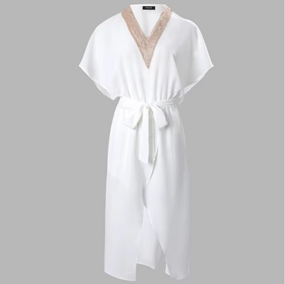 Mariposa | Dames Midi-Jurk – Elegante Witte Jurk met Flatterende V-Hals