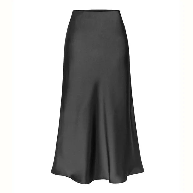 Zorina | Satijnen Midi Rok voor Dames – Elegante Glans en Tijdloos A-lijn Design