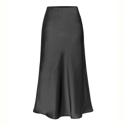 Zorina | Satijnen Midi Rok voor Dames – Elegante Glans en Tijdloos A-lijn Design