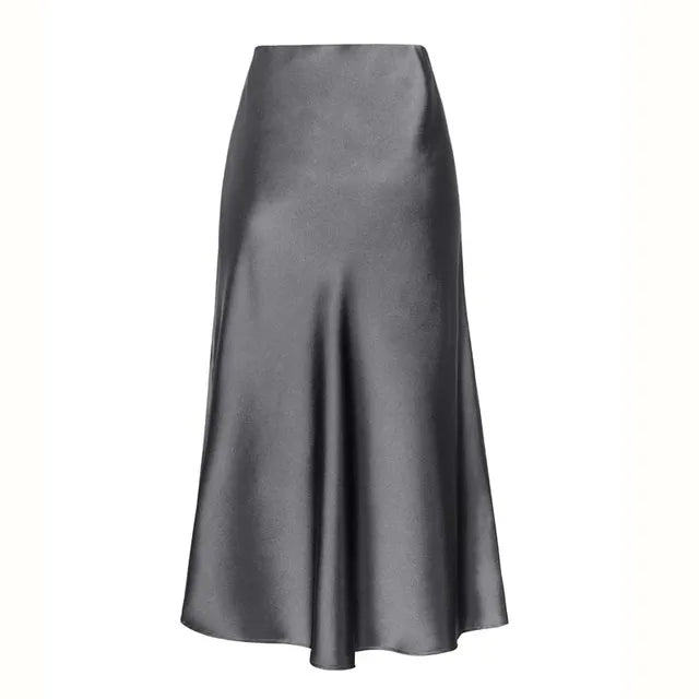 Zorina | Satijnen Midi Rok voor Dames – Elegante Glans en Tijdloos A-lijn Design