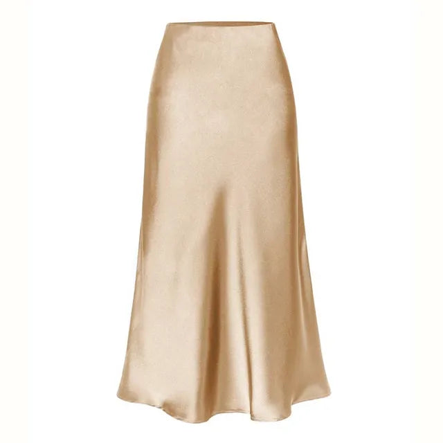 Zorina | Satijnen Midi Rok voor Dames – Elegante Glans en Tijdloos A-lijn Design