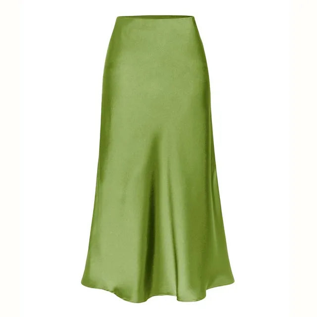 Zorina | Satijnen Midi Rok voor Dames – Elegante Glans en Tijdloos A-lijn Design