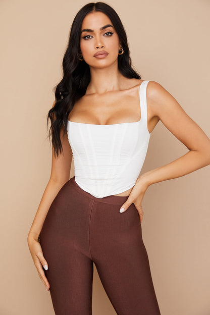 Monique | Dames Corset Top – Getailleerde Pasvorm, Vierkante Halslijn, Brede Bandjes