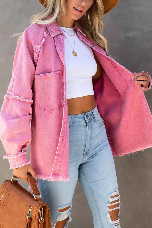 Suzanne | Dames Spijkerjas Oversized met Franjes – Trendy Casual Look voor Elk Seizoen