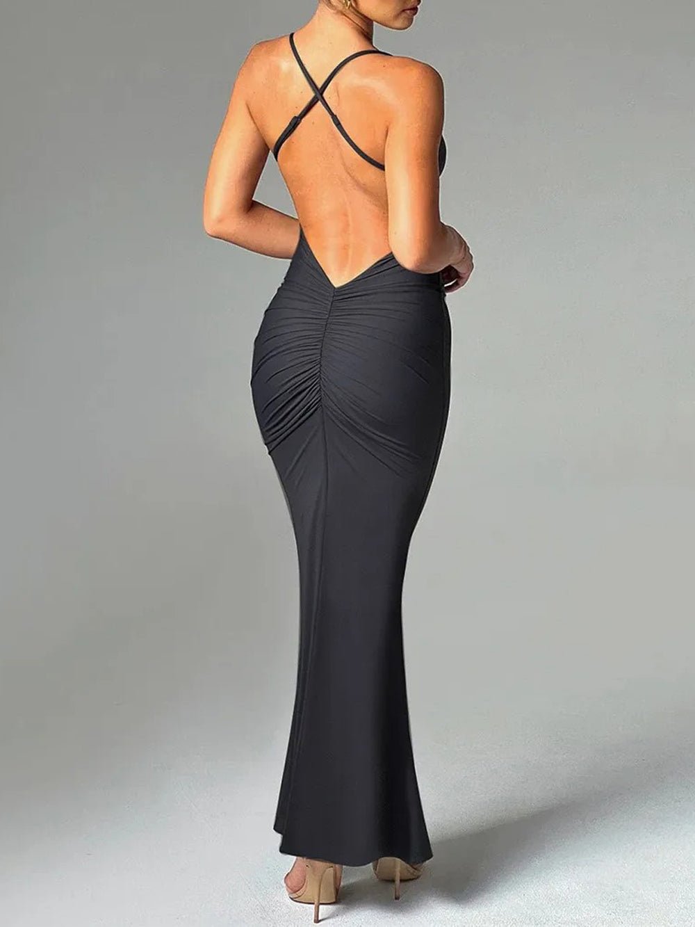Gala | Rugloze Mouwloze Maxi Dress - Elegante & Vloeiende Vrouwenjurk met een Eigentijds Ontwerp