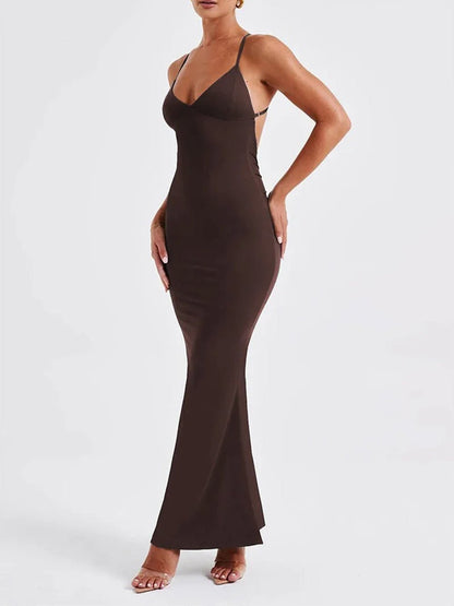 Gala | Rugloze Mouwloze Maxi Dress - Elegante & Vloeiende Vrouwenjurk met een Eigentijds Ontwerp