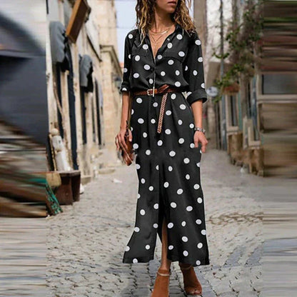 Mayla | Dames Jurk met Stippen – Elegante & Comfortabele Midi Jurk voor Elke Dag