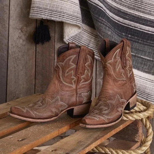 Joanne Cowboylaarzen | Dames Leren Laarzen met Borduursels en Western-Chic Design