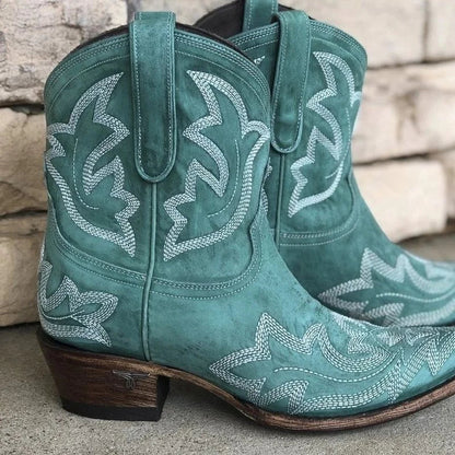 Joanne Cowboylaarzen | Dames Leren Laarzen met Borduursels en Western-Chic Design