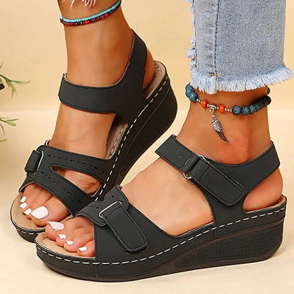 Denise | Dames Orthopedische Sandalen met Verstelbare Klittenbandsluiting – Comfort & Schokdemping bij Hiel- en Voetpijn
