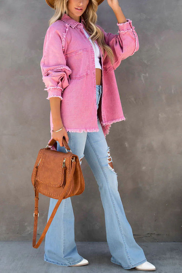 Suzanne | Dames Spijkerjas Oversized met Franjes – Trendy Casual Look voor Elk Seizoen