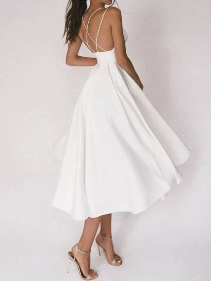 Larissa | Elegante Midi jurk voor Dames - Sexy V-hals en Rugloos Design
