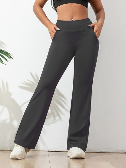 Sportieve Flared Joggingbroek | Dames joggingbroek met hoge taille, flared pijpen en zakken