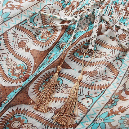 Briar | Dames Boho Maxi Jurk met Paisley Print, Volumineuze Mouwen en Hoge Split