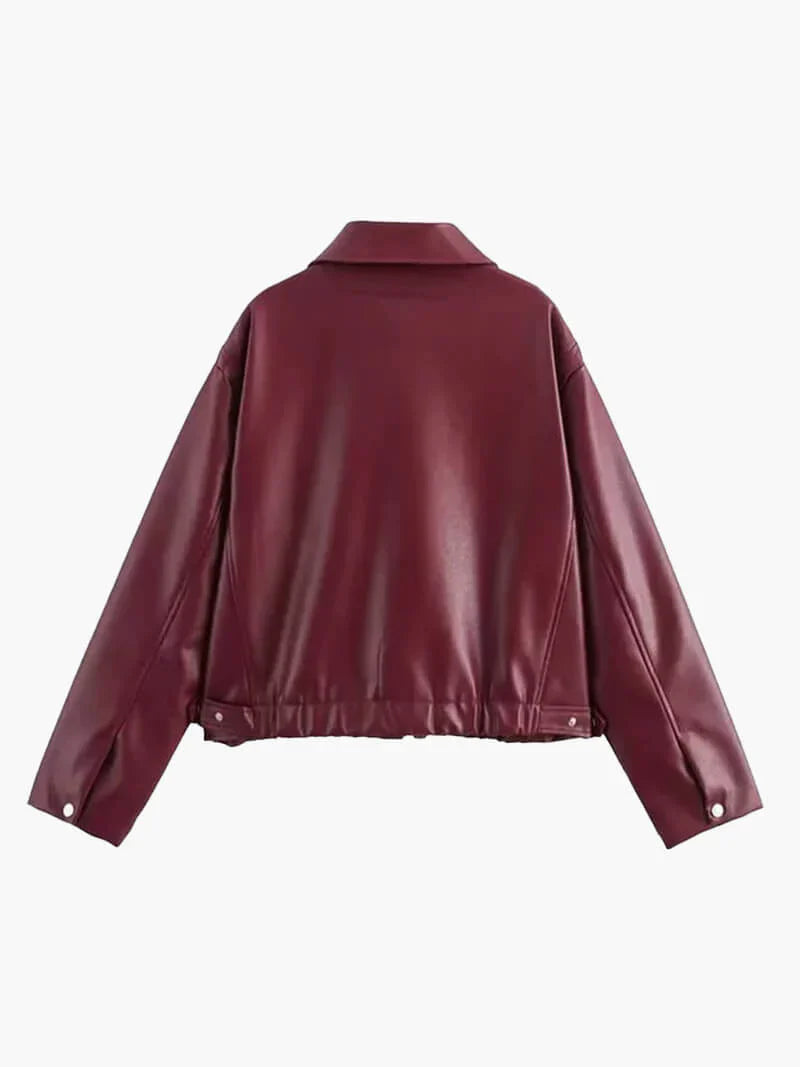 burgundy leren jas voor dames