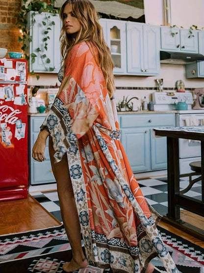 Dames Kimono – Luchtige Bloemenprint met Elegante Ceintuur voor een Verfijnde Look