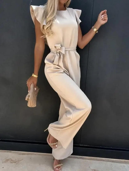 Selma | Elegante Dames Jumpsuit – Met Vlindermouwen, Brede Pijpen & Bijpassende Riem