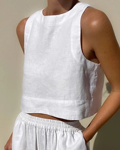 Clazina | Dames Set – Tweedelige Zomeroutfit met Crop Top en High-Waist Broek