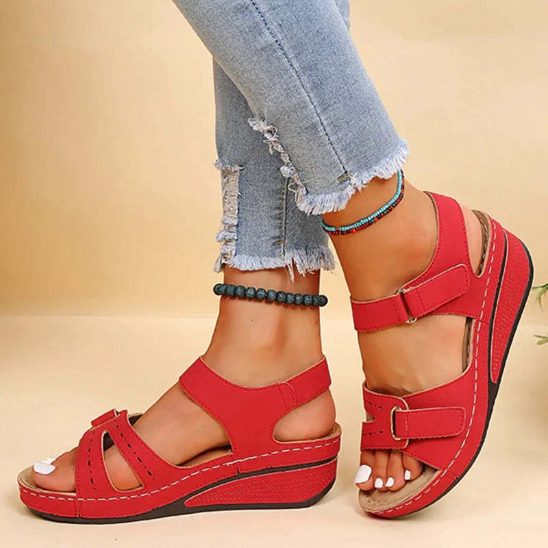 Denise | Dames Orthopedische Sandalen met Verstelbare Klittenbandsluiting – Comfort & Schokdemping bij Hiel- en Voetpijn