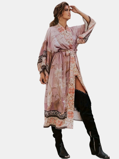 Dames Kimono – Luchtige Bloemenprint met Elegante Ceintuur voor een Verfijnde Look