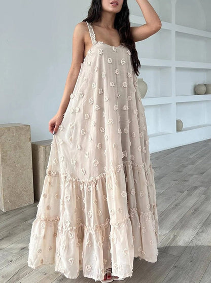 Gilda | Mouwloze Maxi Jurk met Appliqué Details – Elegante Vrouwelijke Jurk voor Speciale Gelegenheden