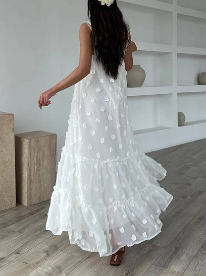 Gilda | Mouwloze Maxi Jurk met Appliqué Details – Elegante Vrouwelijke Jurk voor Speciale Gelegenheden