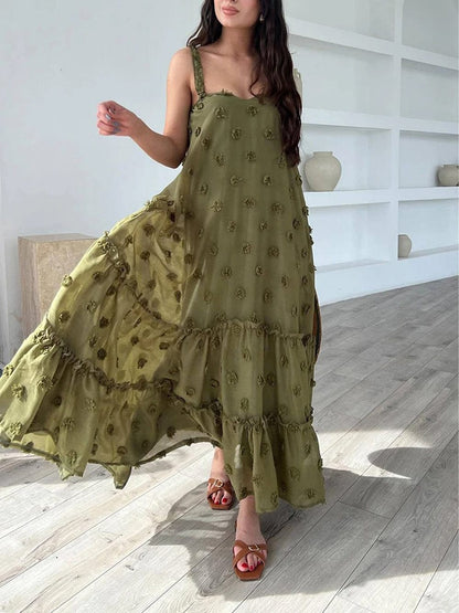 Gilda | Mouwloze Maxi Jurk met Appliqué Details – Elegante Vrouwelijke Jurk voor Speciale Gelegenheden