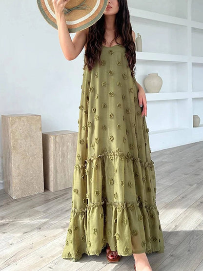 Gilda | Mouwloze Maxi Jurk met Appliqué Details – Elegante Vrouwelijke Jurk voor Speciale Gelegenheden