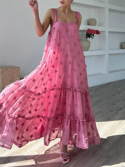Gilda | Mouwloze Maxi Jurk met Appliqué Details – Elegante Vrouwelijke Jurk voor Speciale Gelegenheden