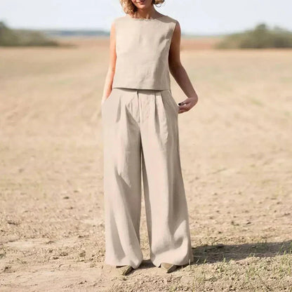 Ciska | Dames Set – Luchtige Katoen-Linnen Look met Minimalistisch Design