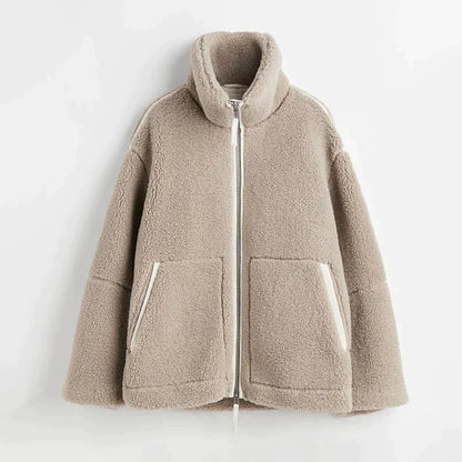 Rose Fleece Jack | Dames oversized teddy jas met ritssluiting